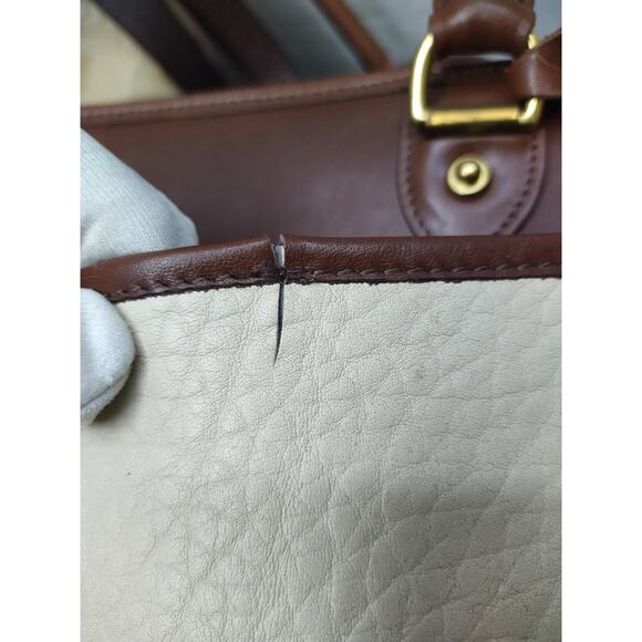 Dooney & Bourke Ivory Pebbled Leather Top Handle Satchel Bag - VTG Made in USA - Picture 8 of 16